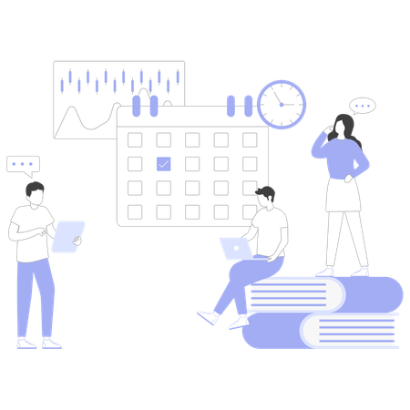 Business team doing workflow management  Illustration