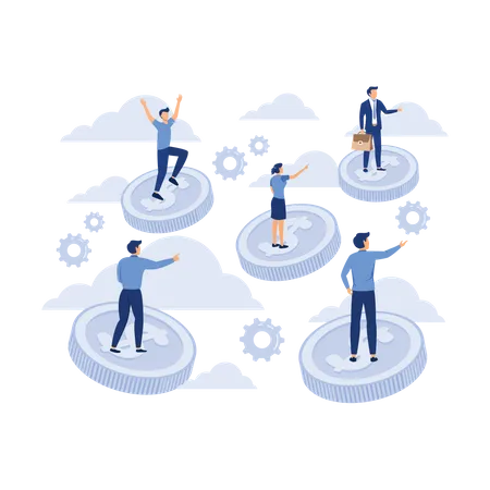 Business team earning money  Illustration