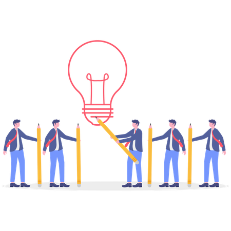 Business-Team entwickelt Geschäftsidee  Illustration