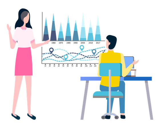 Geschäftsteam erstellt Datenstatistiken  Illustration