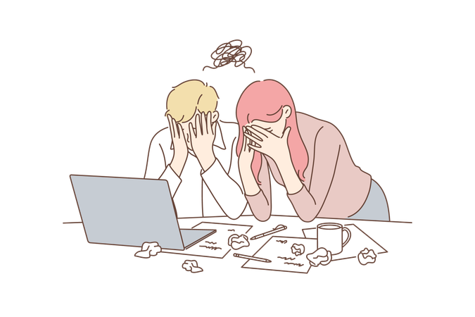 Business team faces failure  Illustration