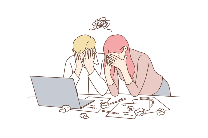 Business team faces failure  Illustration