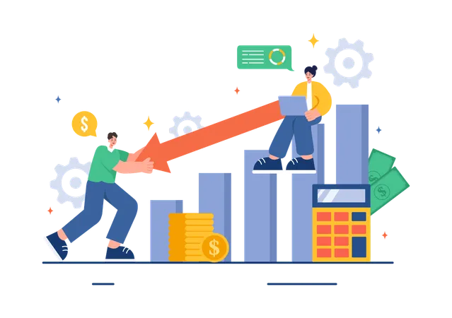 Business team faces market loss  Illustration