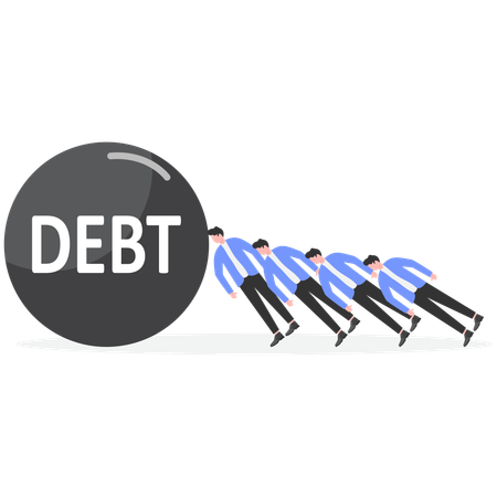 Business team facing debt issues  Illustration