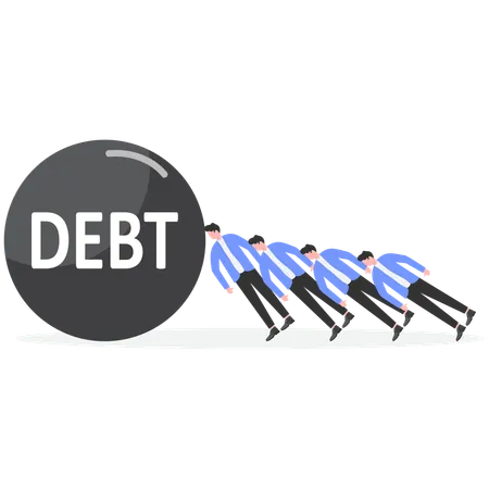 Business team facing debt issues  Illustration