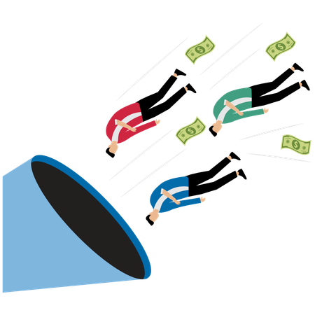 Business team facing financial loss  Illustration