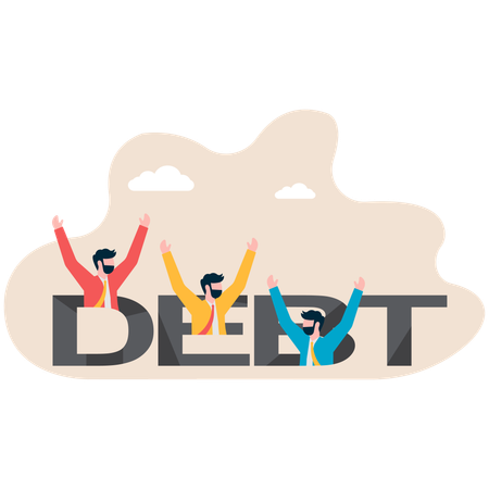 Business team facing huge debt issues  Illustration