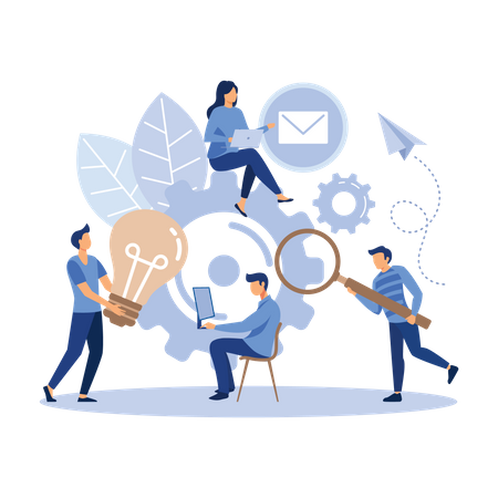 Business team finding new ideas  일러스트레이션
