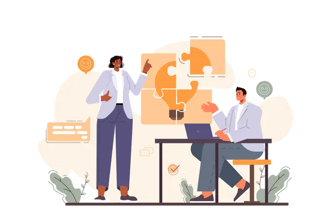 Business team finds business solution  Illustration