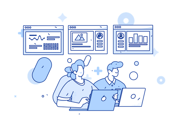 Geschäftsteam bei der Datenanalyse  Illustration