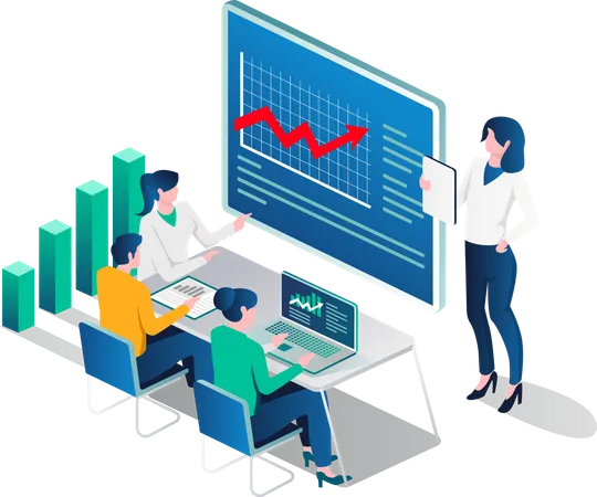 Geschäftsteam führt Analyse des Investitionswachstums durch  Illustration