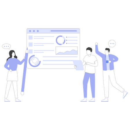 Business-Team erstellt Projektdokumentation  Illustration