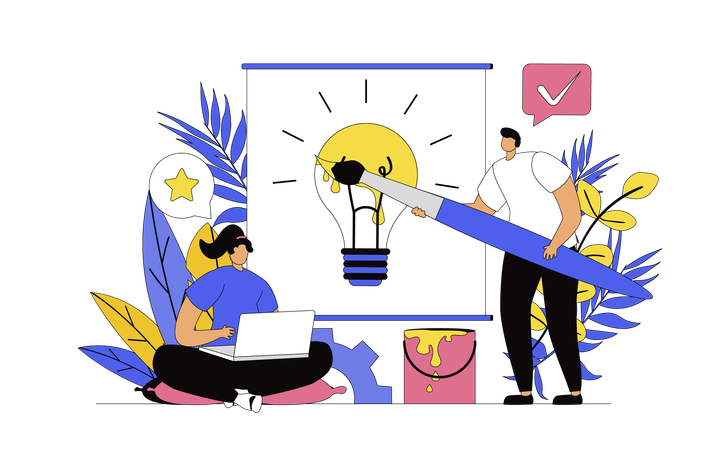 Business team generating business ideas  Illustration