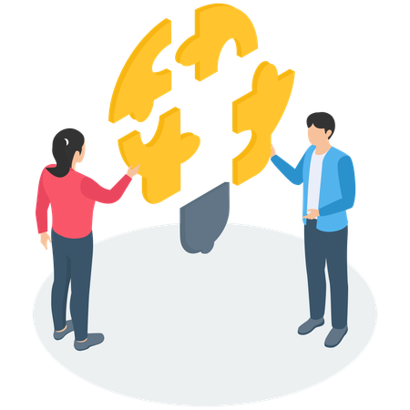 Business Team Get Creative Solution  Illustration
