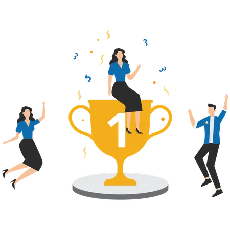 Business team getting achievement  Illustration