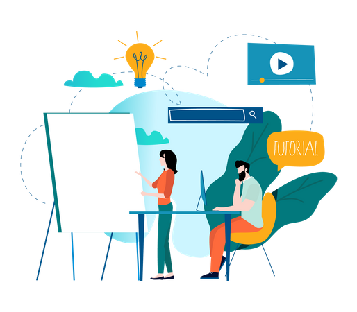 Business team getting idea from tutorial  일러스트레이션