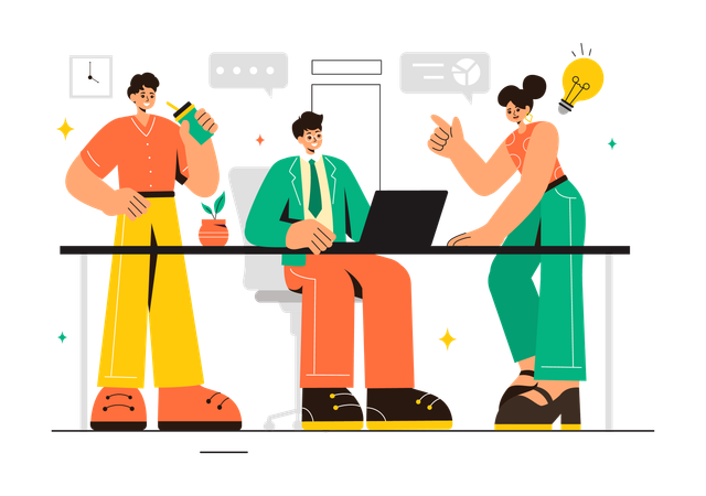 Business team getting business idea  Illustration