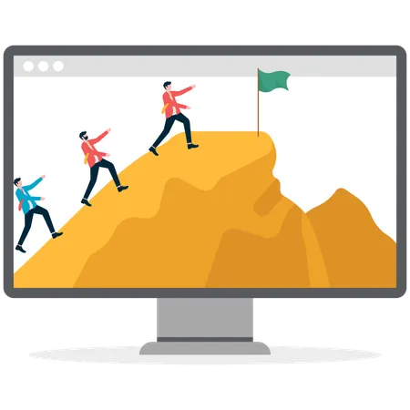 Business team getting online business success  Illustration