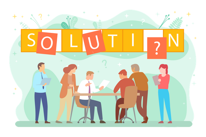 Business team getting solution to a problem Illustration