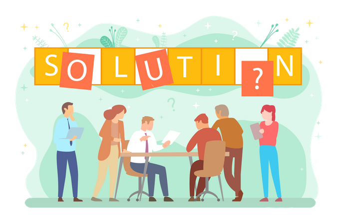 Business team getting solution to a problem  Illustration