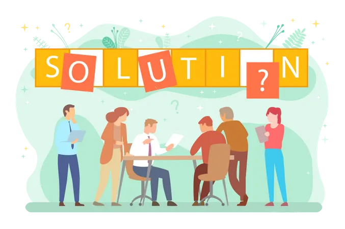 Business team getting solution to a problem  Illustration