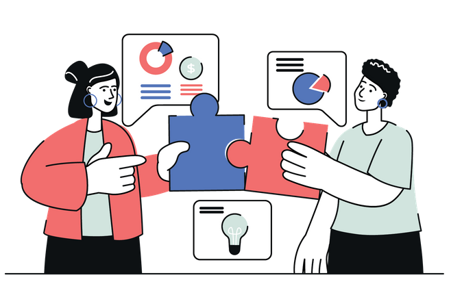 Business team getting solution together  Illustration