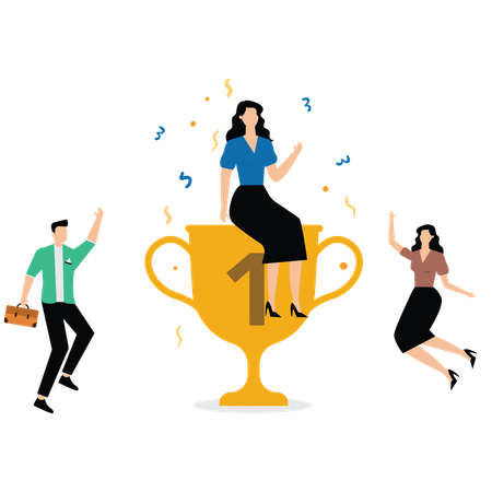 Business Team getting success achievement  Illustration