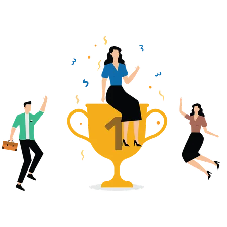 Business Team getting success achievement  Illustration