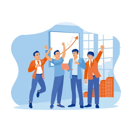 Business Team Getting Business Success  Illustration