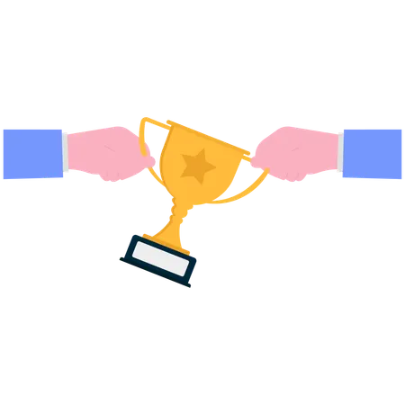 Business team getting business trophy  Illustration