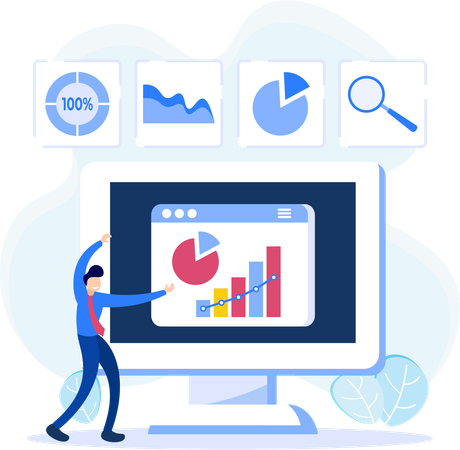 Business team giving presentation  Illustration