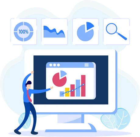 Business team giving presentation  Illustration
