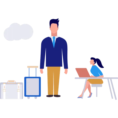 Boy And Girl Are Discussing About The Business Travel Illustration