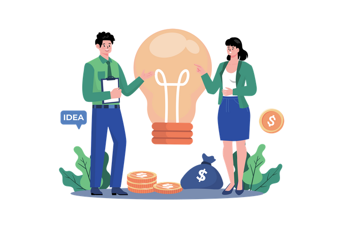 Business Team Got Money Idea  Illustration