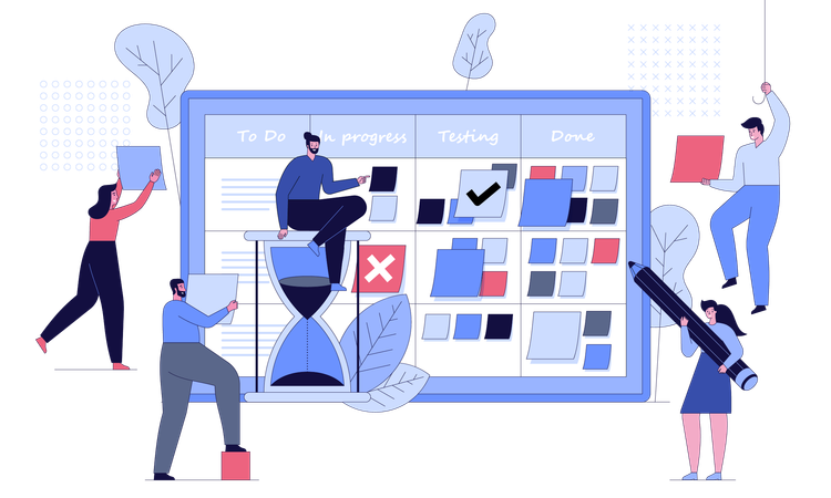 Business team handling task through effective planning  Illustration