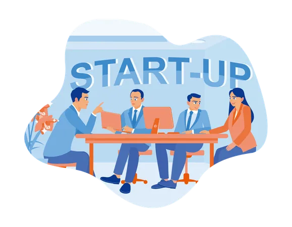 Business Team Having A Meeting In Office  Illustration