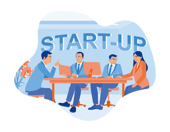 Business Team Having A Meeting In Office  Illustration