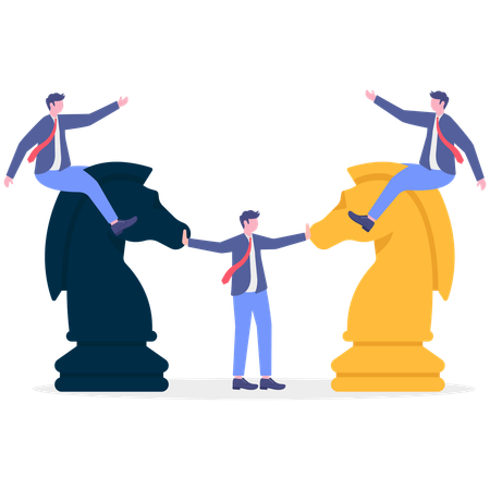 Business team having different business strategy  Illustration