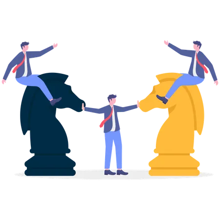 Business team having different business strategy  Illustration