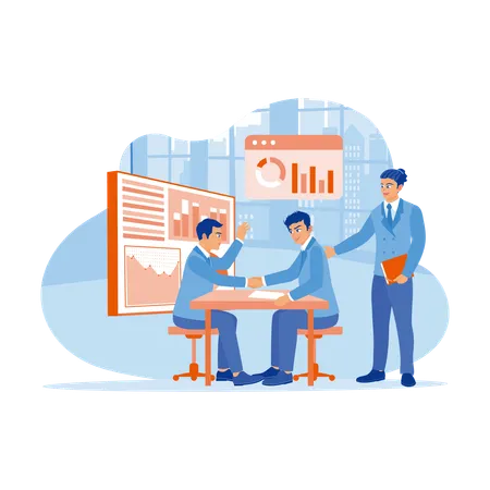 Business Team Having Meeting In Office  Illustration