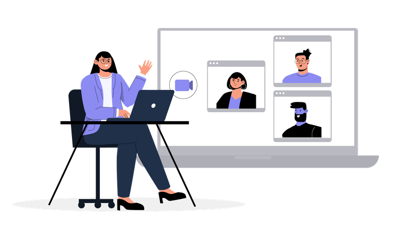 Business team having online business conference  Illustration