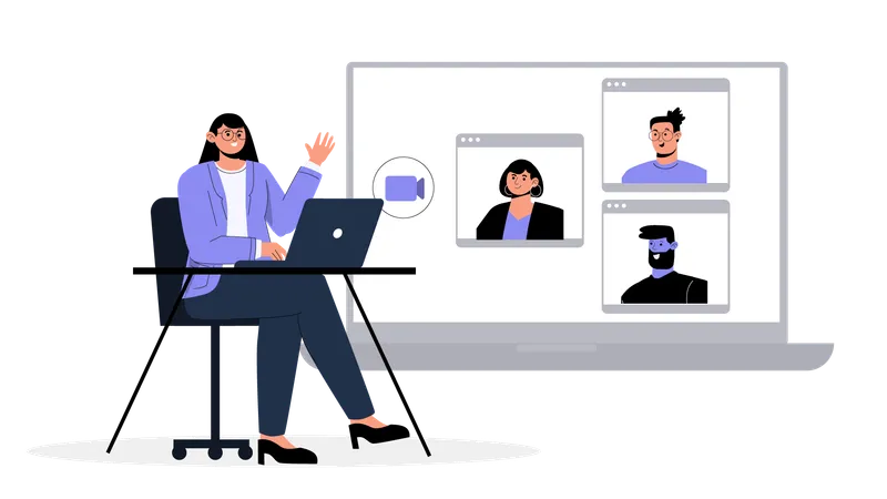 Business team having online business conference  Illustration