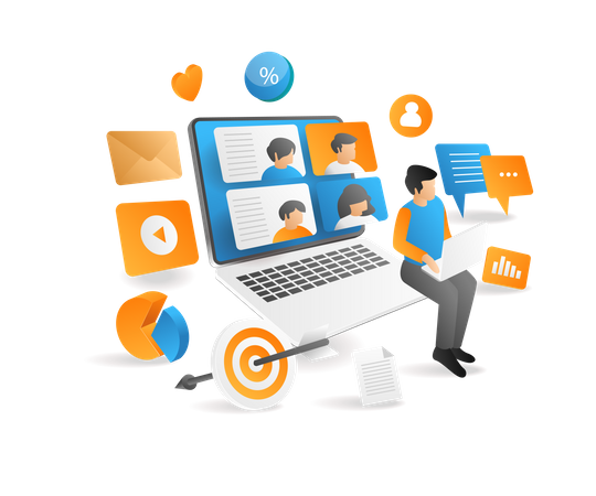 Business team having virtual conversation  Illustration