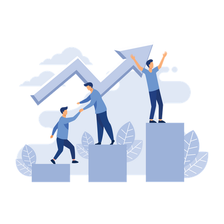 Business team helping each other grow  Illustration