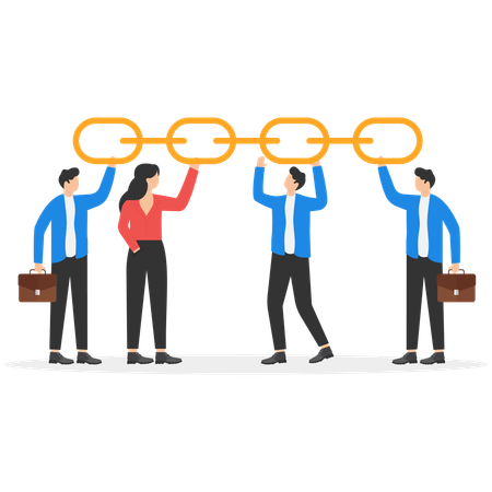 Business team holding chain for team success  Illustration