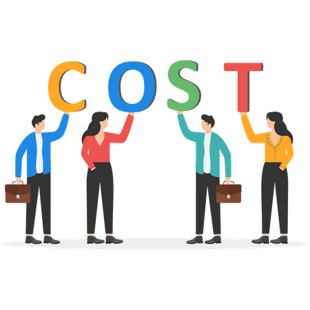 Business team holding cost letter  Illustration