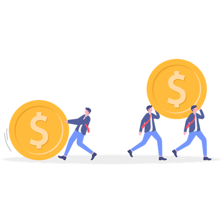 Business team holding dollar coin  Illustration