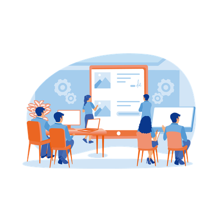 Business team holding online meeting  Illustration