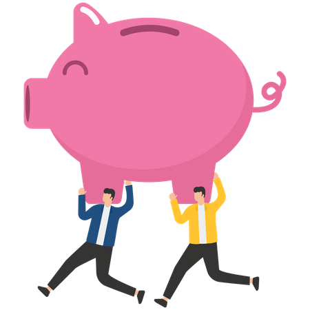 Business team holding piggy bank,\  Illustration