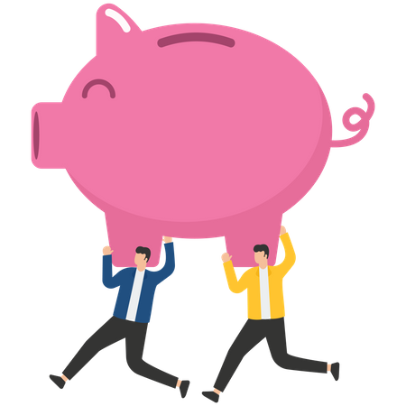 Business team holding piggy bank,\  Illustration